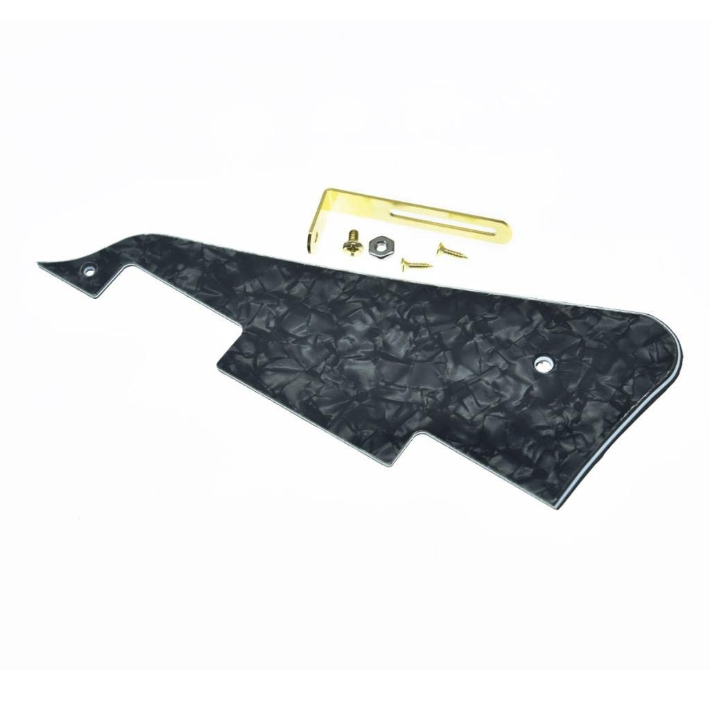 Dopro LP Guitar Pickguard and LP Stainless Steel Bracket with Gold Steel Mounting Screws for USA Les Paul Black pearl